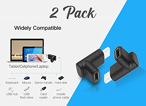 [Australia - AusPower] - GodSpin USB C Angle Adapter [2 Pack] 90 Degree USB C Type C Upward & Downward Angled USB-C Male to Female Adapter, USB 3.1 Right Angle Extension for Laptop, Tablet, VR, Camera, Smartphone (Up/Down) 