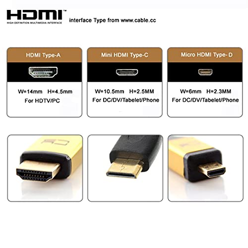 [Australia - AusPower] - chenyang Micro HDMI Male to Mini HDMI Female 1.4 HDTV Extension Cable for Laptop PC HDTV Gold 