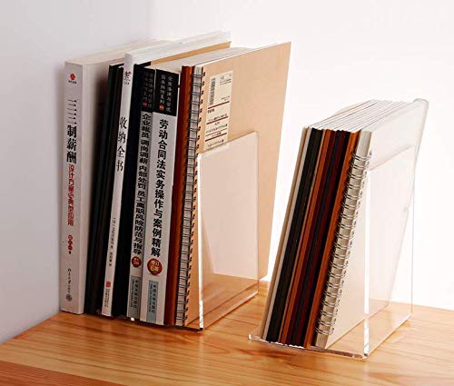 [Australia - AusPower] - CY craft 4 Pieces Bookends,Clear Acrylic Bookends for Shelves,Heavy Duty Book Ends and Desktop Organizer,Book Stopper for Books/Movies/CDs,7.3x4.8x4.8 inch 