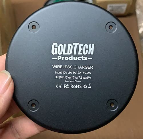 [Australia - AusPower] - GoldTech Products Wireless Charger, 15W Max Fast Wireless Charging Pad - Ultra Slim, User-Friendly Design - Compatible with iPhones and Samsung Galaxy, Air Pods 