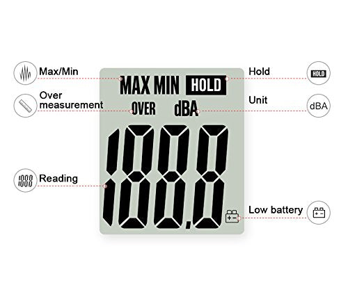 [Australia - AusPower] - Mengshen Decibel Meter, Digital Sound Level Meter Handheld Audio Noise Meter Tester with LCD Display Measuring 30-130dB (Battery Included) 