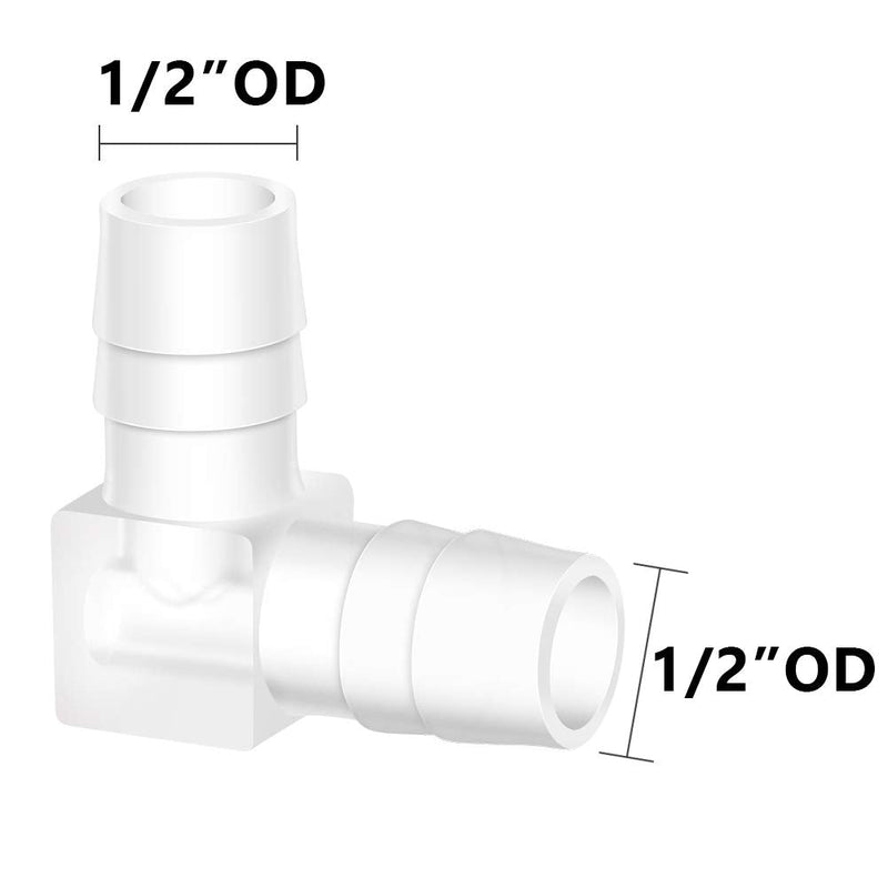 [Australia - AusPower] - Quickun 1/2" Hose Barb 90 Degree Elbow L Fitting, Plastic 2 Way Equal Barbed Joint Splicer Mender Union Adapter Hose Fitting ( Pack of 5 ) 1/2" (5Pcs) 