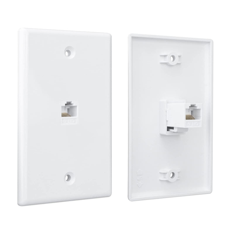 [Australia - AusPower] - Iwillink (2 Pack) 1-Port Ethernet Wall Plate, Keystone Jack Wall Plate with RJ45 Keystone Inline Coupler insert, Female to Female Cat6 Keystone Jack Wall Plate, White 2 Packs 1-Port 