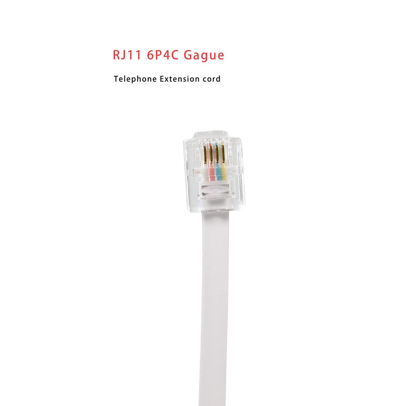 [Australia - AusPower] - 100 Feet Long Telephone Extension Cord Phone Cable Line Wire, with Standard RJ11 Plug and 1 in-Line Couplers and 55Cable Clip Holders-White (100 Feet) 100 Feet 