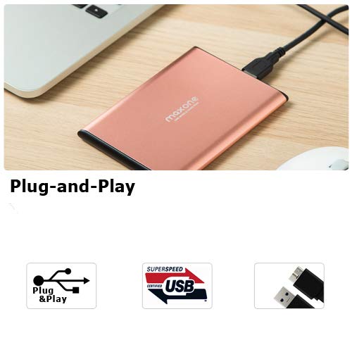 [Australia - AusPower] - Maxone 500GB Ultra Slim Portable External Hard Drive HDD USB 3.0 for PC, Mac, Laptop, PS4, Xbox one - Rose Pink 