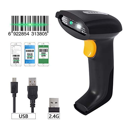 [Australia - AusPower] - Barcode Scanner, 2D QR Data Matrix 1D Bar Code Scanner 2.4G Wireless & Wired Connection,Barcode Reader with USB Cable for Mobile Payment, Store, Supermarket 