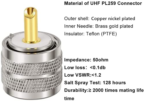 [Australia - AusPower] - MOOKEERF PL-259 UHF Male Plug Crimp Coax Connector Adapter for RG58 LMR195 RG400 3D-FB KSR195 Cable (Pack of 10) 