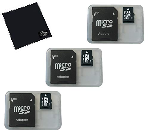 [Australia - AusPower] - 3 Pack 1gb Micro Memory Cards Compatible with 1GB Micro SD and 1 GB Micro SD HC Devices, 3 Pack Adapters and Micro TF Memory Cards w/Built To Last! Microfiber Cloth, Compatible w All SD Devices 