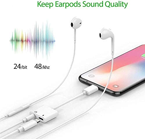 [Australia - AusPower] - [Apple MFi Certified] Dual 2in1 Lightning Headphone Audio & Charger Adapter Splitter for iPhone iPad,2 Pack iPhone Headphone Adapter Compatible for iPhone 13/12/11/XS/XS Max/XR/X/8/8plus/7/7 Plus/iPad Lightning Audio + Lightning Charge 