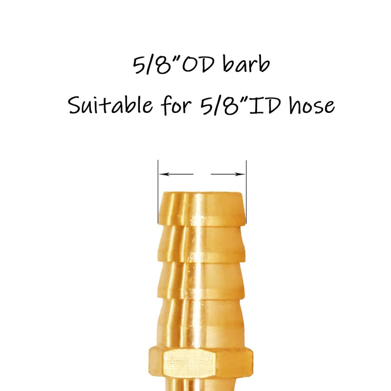 [Australia - AusPower] - Uenede 2PCS Solid Brass Reducer 1/2" to 5/8" OD Barb Hex Fittings Include 4 Stainless Steel Clamps Reducing Hose Pipe Barb Fitting for Water/Oil/Gas 1/2"-5/8" 