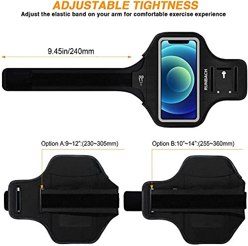 [Australia - AusPower] - RUNBACH Armband for iPhone 13 Mini/12 Mini/11 Pro/iPhone X/XS,Sweatproof Running Exercise Gym Bag with Card Slot(Black) Black 
