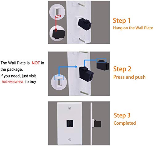 [Australia - AusPower] - VCE HDMI Female Keystone Coupler, 6-Pack HDMI Keystone Jack Insert Gold Plated 3D&4K Mini Adapter Connector for Wall Plate-Black 