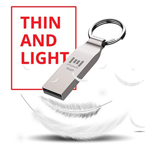 [Australia - AusPower] - MOSDART 16GB Metal USB 2.0 Flash Drive 10 Pack Bulk Waterproof 16G Thumb Drive Jump Drive Pen Drive Memory Stick with Keychain,Silvery 10Pack 16GB-Silver 