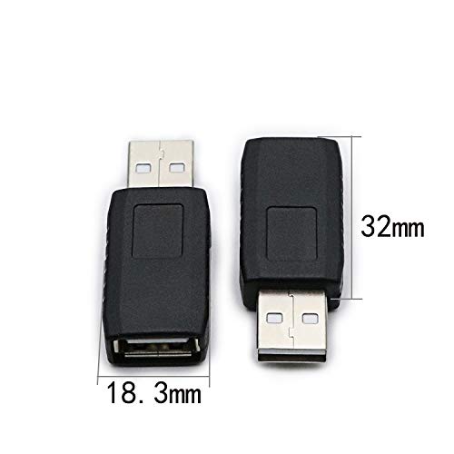 [Australia - AusPower] - 2 Pack USB 2.0 AF/AM Adapter Type A Female to USB A Male Adapter Connector Converter Plug 