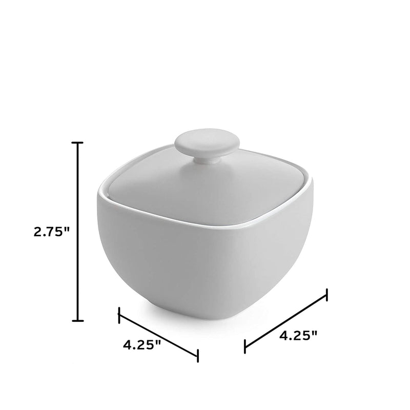 [Australia - AusPower] - Nambe - Serveware Collection - Chalk Colored Orbit Sugar Dish - Measures at 4.5" x 3" - Designed by Robin Levien 