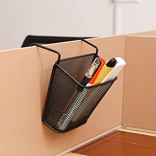 [Australia - AusPower] - Chris.W 2Pack Office Cubicle Accessories, Black Wire Mesh Hanging Pen Organizer Pencil Holder for Cubicle Partition Home Office, Markers, Glue, Stapler, Memo, Remote Controller Storage Baskets (Black) 