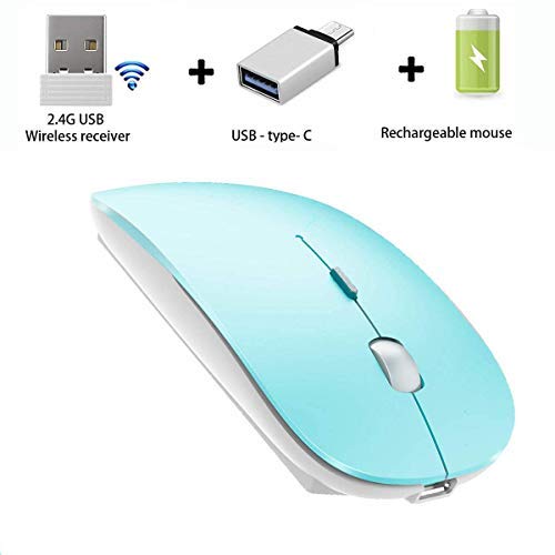 [Australia - AusPower] - AI DAMI Slim Rechargeable Wireless Mouse, Wireless Mouse for Laptop Computer Mac Desktop Notebook PC，2.4G Wireless Mouse (Blue) 