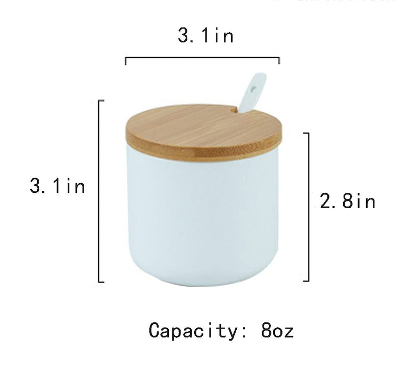 [Australia - AusPower] - RockTrend Simple Pure Color Ceramic Spice Jar Seasoning Box Condiment Pot Sugar Bowl with Bamboo Lid and Spoon Black 
