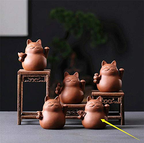 [Australia - AusPower] - EatingBiting Chinese Zisha Tea Pet Maneki Neko Lucky Wealth RICH Cat Tea Pet Handmade Purple Clay for Kungfu Gift Water Tea Tray Accessories Handmade Tea Tray for Tea Lovers Oolong Tea Home Decor 