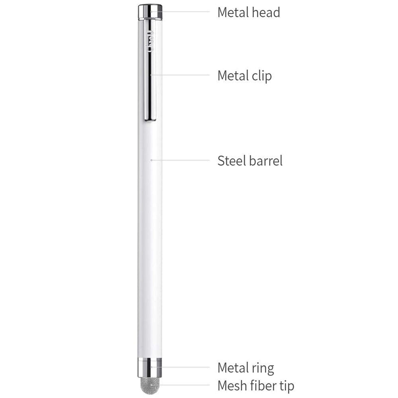 [Australia - AusPower] - Stylus Pens for Touch Screens, ChaoQ 4 Pcs Mesh Fiber Stylus, with 4 Replaceable Mesh Tips and 4 Replaceable Rubber Tips (Silver, Black, White, Champagne) 4 Colors - silver/black/white/champagne 