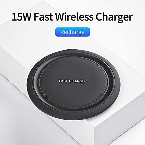 [Australia - AusPower] - 15W Fast Black Wireless Charger Compatible with iPhone 13/13 Pro/13 Mini/13 Pro Max/12/SE 2020/11,Samsung Galaxy S21/S20/Note 10/S10,AirPods Pro and TWS Bluetooth Headsets Universal Cell Qi (Black) 