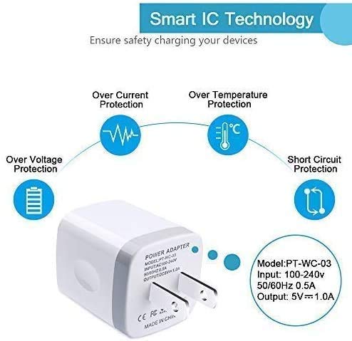 [Australia - AusPower] - iPhone Charging Block, Charger Cube 4Pack/5Watt One-USB Charger Block Plug in Wall Plug Outlet for iPhone 13 12 Mini 11 Pro Max XR XS X 8 7 6s SE, iPad Samsung Glaxy S21 S20 S10 S9 S8 J7 J3 S6 HTC White 