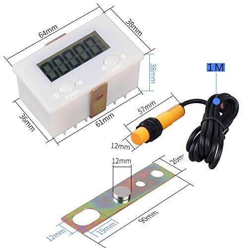 [Australia - AusPower] - Digital Counter for knitting machine, 0-99999 Digit Counter with Magnetic Induction Switch, Electronic Tally Counter, Punch Digital Totalizer, Digital Counter, LCD Gauge Forward People Door Counter 