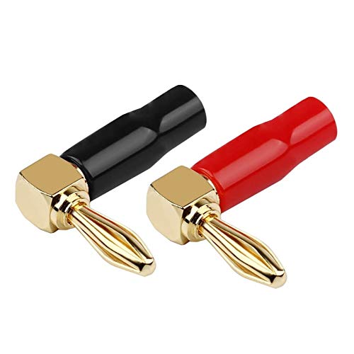 [Australia - AusPower] - Goaycer 4mm Banana Plugs Right Angle 6 Pairs, 24k Gold Plated 90 Degree Speaker Connector (12Pcs) 