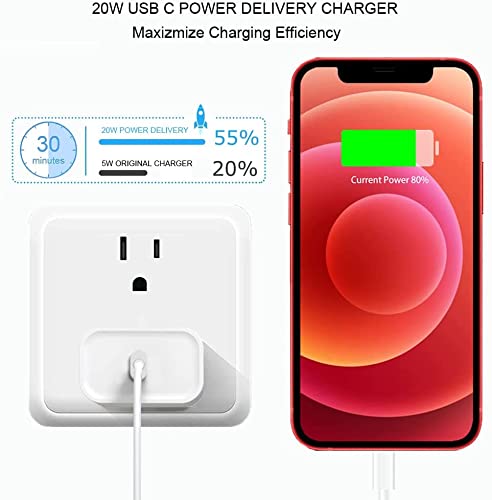 [Australia - AusPower] - [Apple MFi Certified] Original iPhone Fast Charger,2 Pack USB C Wall Charger Block 20W PD Adapter with 6FT Type C to Lightning Fast Charging Data Sync Cord for iPhone 13 12 11 Pro Max Mini Xs Xr X 8 Lightning-6Ft 