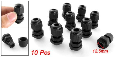 [Australia - AusPower] - uxcell PG7 Black Plastic Waterproof Cable Wire Glands Joints (Pack of 10) 