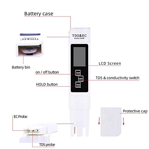 [Australia - AusPower] - 3 IN 1 Water Quality Tester EC TDS PPM Temperature Meter LCD Conductivity Detection Pen Digital Portable Filter Tool 