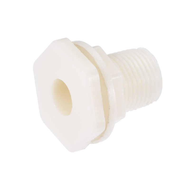 [Australia - AusPower] - uxcell Bulkhead Fitting, G1/2 Male, Tube Adaptor Pipe Fitting with Silicone Gasket, for Water Tanks, ABS Plastic, White 