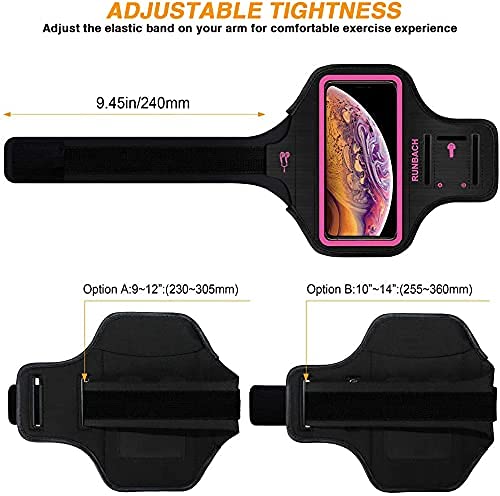 [Australia - AusPower] - RUNBACH Armband for iPhone 13/13 Pro/12/12 Pro/11/XR,Sweatproof Running Exercise Bag with Card Slot for iPhone 13,13 Pro,12,12 Pro,iPhone 11,iPhone XR(Pink) Pink 