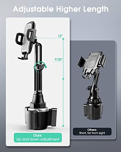 [Australia - AusPower] - FEGO Cup Phone Holder for Car, [Height Adjustable Pole], Never Shake & Bumpy Roads Friendly Car Phone Holder Mount, Hands-Free Cup Holder Phone Mount Compatible with iPhone Samsung and All Cell Phones 