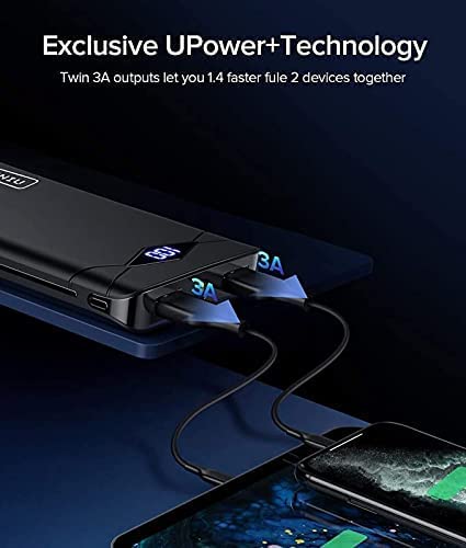 [Australia - AusPower] - INIU Power Bank, LED Display 10000mAh Portable Charger, Dual 3A High-Speed 2 USB Ports with Flashlight Battery Pack, Compatible with iPhone 13 12 XS X Samsung Galaxy S20 Note 10 Google Oneplus iPad 