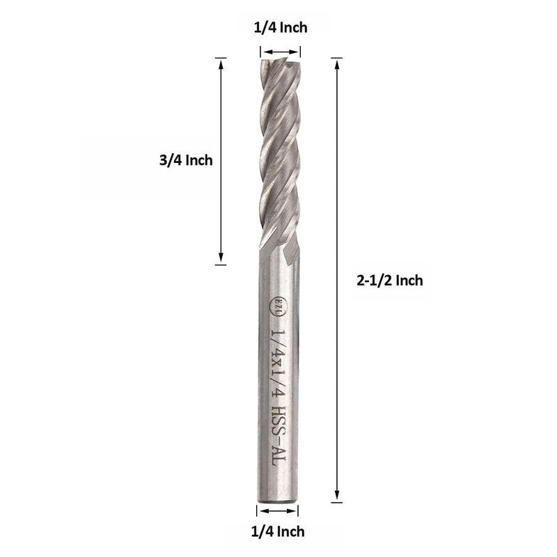 [Australia - AusPower] - 8 Set 1/4 inch End Mill Bits 4 Flute Straight Milling Cutter HSS-AL CNC Square Nose End Mill Bits Straight Shank Drill Bits for Wood, Steel, Titanium(6.35mm,4T) 