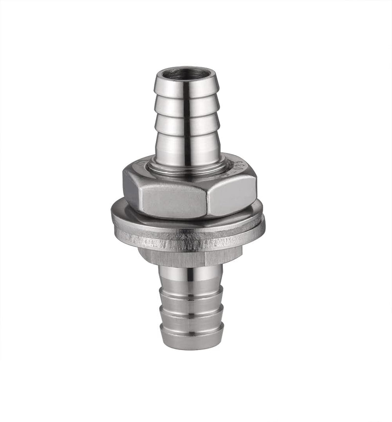 [Australia - AusPower] - Stainless Steel Barb Bulkhead Fitting Thru-Bulk Bulkhead Hex Union Straight Fitting 3/4" Barbed x 3/4" Barbed 