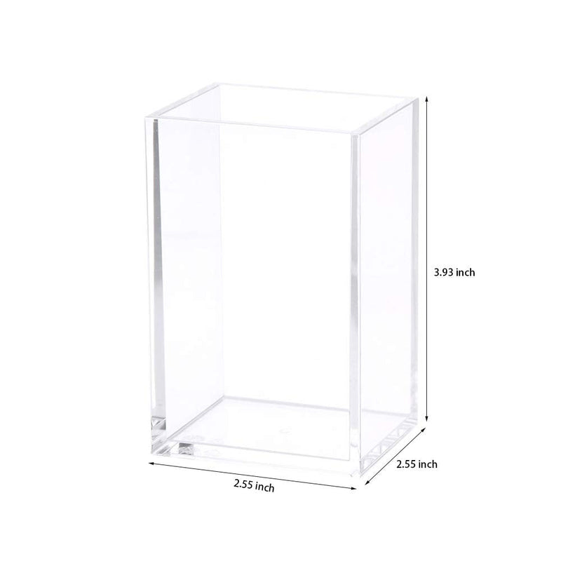 [Australia - AusPower] - 4 Pack Acrylic Pen Holder Clear Pencil Holder Square Organizer Cup Makeup Brush Toothbrush Holder Stationery Organizer Cup Desk Accessories for Office School Home Supplies Accessories 