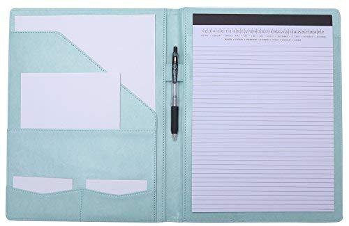 [Australia - AusPower] - Portfolio Padfolio Resume Folder with Pocket, Premium Faux Leather Interview Writing Legal Pads Document Organizer Portfolio with Business Card Holder (Turquoise Teal Green) Turquoise 