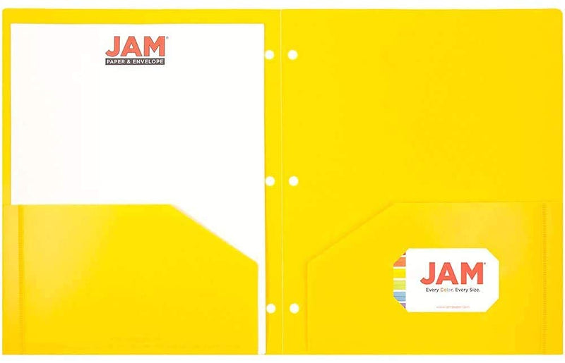 [Australia - AusPower] - JAM PAPER Heavy Duty Plastic 3 Hole Punch Pocket Folders - Extra Tough School Folders - Assorted Primary Colors - 6/Pack 
