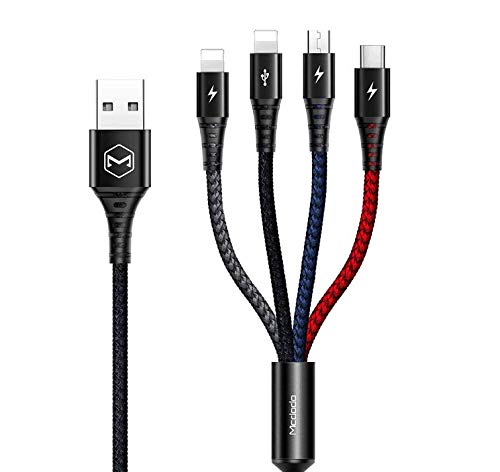 [Australia - AusPower] - AICase 4 in 1 Nylon Braid Rechargeable USB Cable, Compatible with Various Models of Cell Phones and Tablets 
