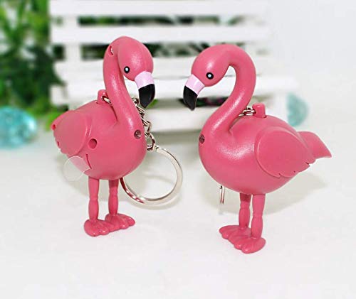 [Australia - AusPower] - Gydthdeix 1 Pcs Newest Pink Led Light Voice Plastic Flamingo Novelty Keychains Ring Bag Charm Car Cell Phone Decor Ornament Gift for Girl Women Set 