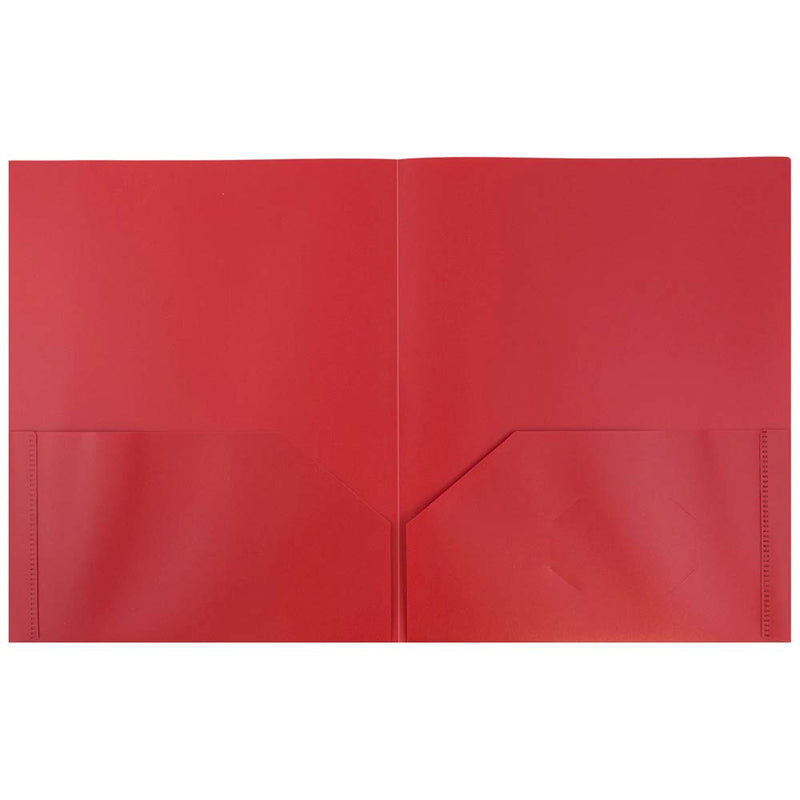 [Australia - AusPower] - JAM PAPER Plastic 2 Pocket POP Folders - Durable School Folders - Red - 6/Pack 