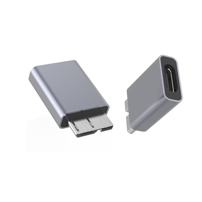 [Australia - AusPower] - USB C to Micro B Adapter 1-Pack, Micro B to USB 3.1 Type C Gen2 Adapter Converter for Hard Drive Cable, USB C Hard Drive Cable Cord for USB 3.0 External Portable SSD HDD - Grey 