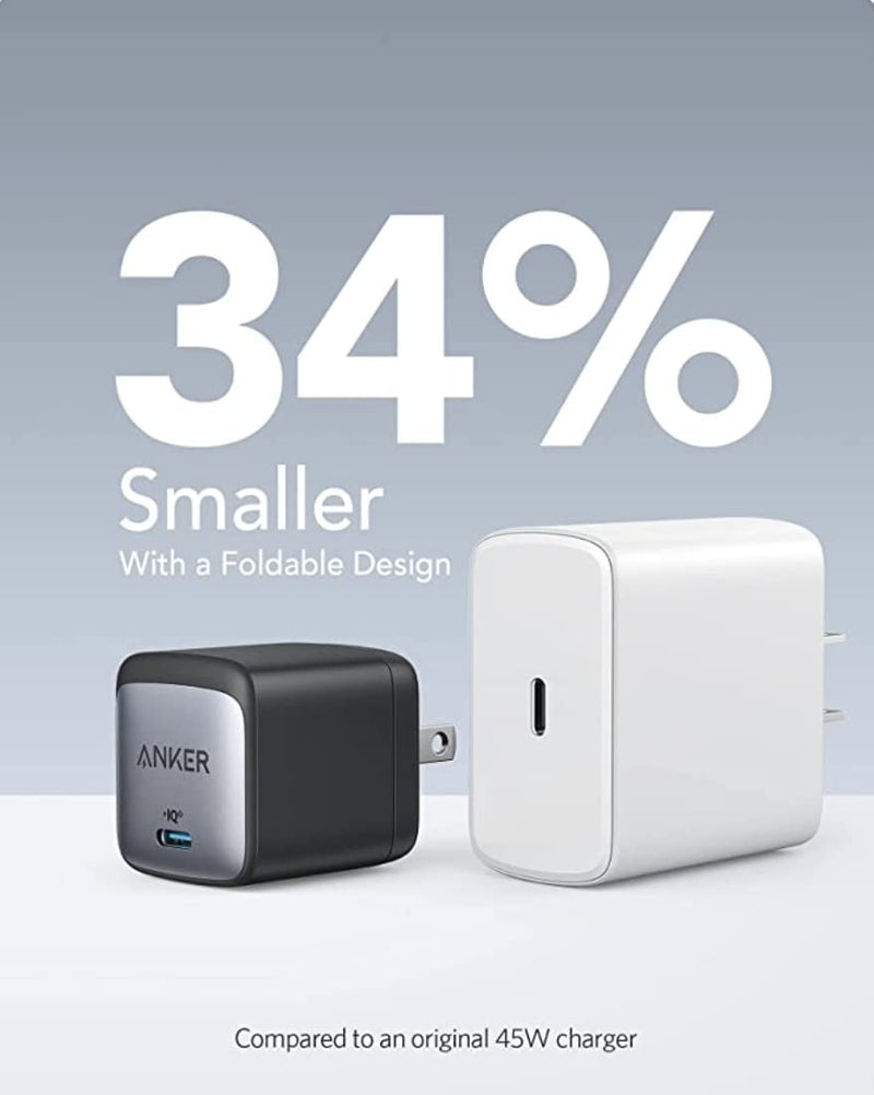 [Australia - AusPower] - Anker USB C Charger, 713 Charger (Nano II 45W), GaN II PPS Fast Compact Foldable Charger for MacBook Pro 13, Galaxy S22/S22+/S22 Ultra/S21, Note 20/10, iPhone 13/Pro/Pro Max, iPad Pro, Pixel, and More 