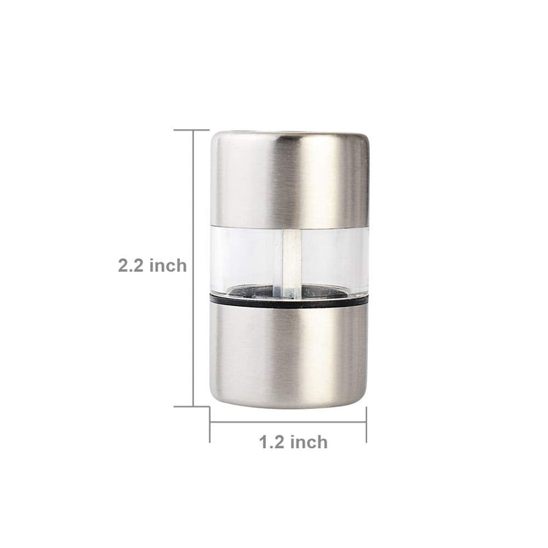 [Australia - AusPower] - T-mark Premium Sea Salt and Pepper Grinder Set - Spice Mill with Brushed Stainless Steel, Small Portable Ceramic Salt & Pepper Shakers (2-Pack) 