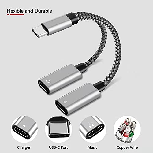 [Australia - AusPower] - USB C Splitter, USB C Headphone and Charger Adapter Dual USB C Audio and Charger Adapter Support for Pixel2XL/3XL/4XL/5,Galaxy S20/S20+/S21,Note10/ Note20/ Note20Ultra (Not fit Moto &Oneplus 