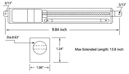 [Australia - AusPower] - SOViK 4" 4 inch Stroke Micro Linear Actuator, 12V DC Speed 1" per sec Built in Limit Switch, 22lbs Maximum Lift Includes Mounting Brackets Full Load:22lbs 