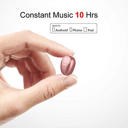[Australia - AusPower] - Single Bluetooth Earpiece10 Hrs Playtime,Wireless Headphone, Mini Bluetooth Headset Hands-Free Car Earphone,Cell Phone Bluetooth Earbud for iOS Android Smart Phones PC TV Audiobook (Pink) Pink (gold rose) 