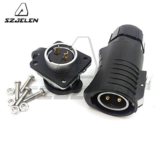 [Australia - AusPower] - SZJELEN XHP20 30A IP67 2Pin Waterproof Aviation Cable Connector Plug and Socket,LED Light Power Cable Connector,Fit RV Solar Port (2Pin, Plug Male &Socket Female) 